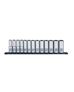 Sunex Tools 13-Piece 1/2 in. Drive Deep Socket Set, Metric 12-Point Rail