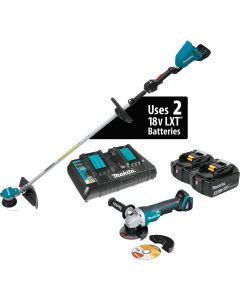 Makita 18V X2 (36V) LXT Li-Ion Brushless Cordless String Trimmer Kit (5.0 Ah) and Brushless Angle Grinder