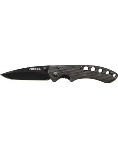 Schrade Liner Lock Folding Knife Drop Point Blade Black Aluminum Handle