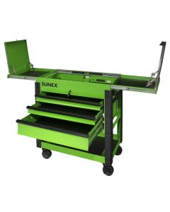 Sunex Tools 3-Drawer Utility Cart w/ Sliding Top, Lime Green