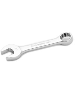 Stubby Chrome Combination Wrench, 16mm, with 12 Point Box End, Fully Polished, 4-13/16" Long
