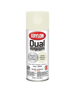 Krylon Dual Superbond Paint+Primer; Satin Ivory; 12 oz. Aerosol