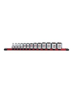 Sunex Tools 13-Piece 3/8 in. Drive Fractional SAE 6-Point Standard Chrome Socket Set on Rail