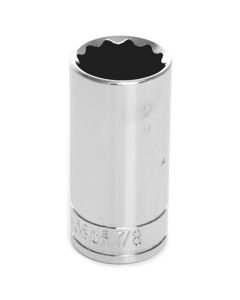 Chrome Socket, 3/8" Drive, 7/8", 12 Point, Deep
