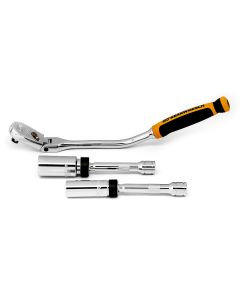 3 Pc. 3/8" Drive 90T Cushion Grip Ratchet Spark Plug Set