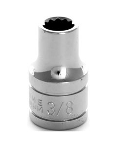 Chrome Socket, 1/2" Drive, 3/8", 12 Point, Shallow