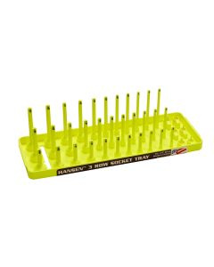 1/4" Fractional SAE 3-Row Socket Tray, Hi-Viz Yellow