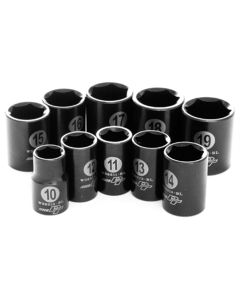 10 Pc 3/8'' Dr MM Black Laser