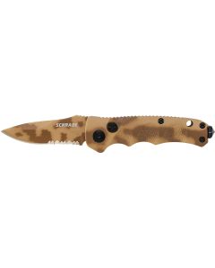 Schrade Mini Push Button Lock Folding Knife Partially Serrated Drop Point Blade