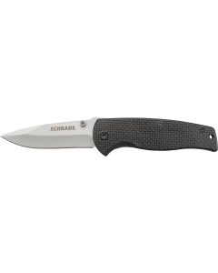 Schrade Liner Lock Folding Knife Drop Point Blade Carbon Fiber Handle