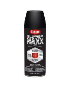 Krylon Supermaxx Paint+Primer; Satin Black; 12 oz. Aerosol