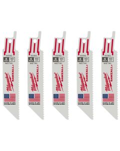Milwaukee 5-Pack of 4 in. with 10 TPI Metal Cutting SAWZALL Reciprocating Saw Blades