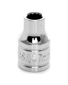 Chrome Socket, 3/8" Drive, 7mm, 12 Point, Shallow