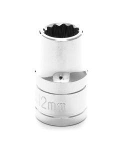 Chrome Socket, 1/2" Drive, 12mm, 12 Point, Shallow