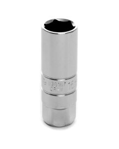 Chrome Spark Plug Socket, 3/8" Drive, 16mm, 6 Point, Deep, with 19mm Hex Bolster