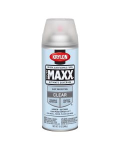 Krylon Covermaxx Paint+Primer; Satin Crystal Clear Acrylic; 12 oz. Aerosol