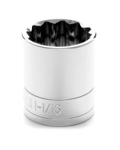 Chrome Socket, 1/2" Drive, 1-1/16", 12 Point, Shallow