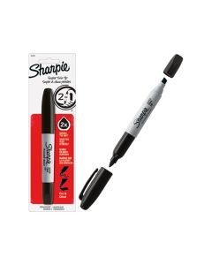 Super Sharpie Twin Tip Fine Point and Chisel Tip Permanent Marker, 1ct. Black