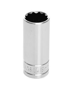 Chrome Socket, 3/8" Drive, 19mm, 12 Point, Deep