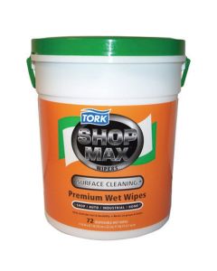 Tork Premium ShopMax Wet Wipes, Multi-Surface Cleaner, Single Sheet Dispenser, 72 Sheets per Bucket