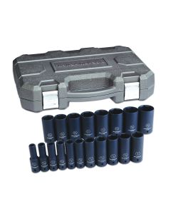 19 Pc.1/2" Dr 6 Point SAE Deep Impact Socket Set