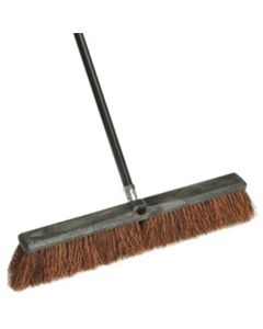 Outdoor Push Broom, 24 in. Wide Block, 4 in. Stiff Palmyra Bristles, with 60 in. Coated Metal Handle