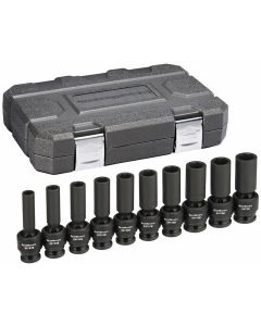 10 Piece 1/2" Drive 6 point Metric Deep Universal Impact Socket Set