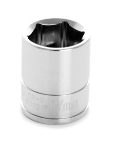 Chrome Socket, 3/8" Drive, 17mm, 6 Point, Shallow