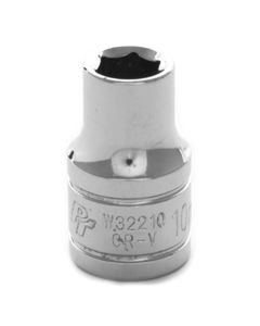 Chrome Socket, 1/2" Drive, 10mm, 6 Point, Shallow