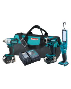 Makita 3-Piece 18V LXT Cordless Impact Driver, Impact Wrench and Flashlight Combo Kit
