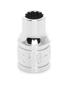 Chrome Socket, 3/8" Drive, 8mm, 12 Point, Shallow