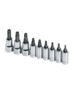 9 Piece 1/4" and 3/8" Drive Tamper-Proof Torx Bit Socket Set