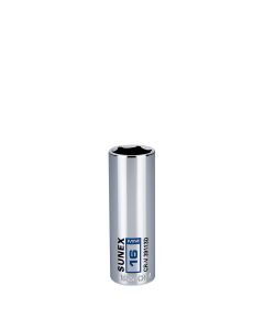 3/8" Drive 6-Point Deep Chrome Socket, 16mm