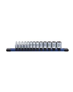 Sunex Tools 13-Piece 1/4 in. Drive Metric 6-Point Standard Socket Set on Rail