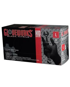 Gloveworks Heavy Duty Black Nitrile Gloves Large