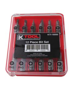 12 Piece Slotted / Phillips / Torx Bit Set