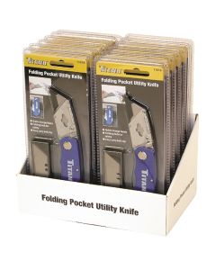 12PC Blue Foliding Utilility Knife Display