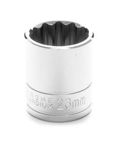 Chrome Socket, 1/2" Drive, 23mm, 12 Point, Shallow