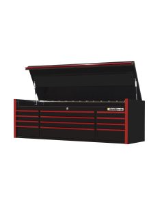 72" 12-Drawer Top Chest, Black-Red Handles