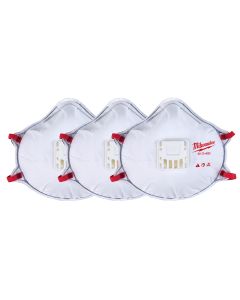3-Pack N95 Valved Respirator w/ Gasket