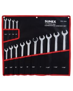 14 Pc. SAE Full Polish V-Groove Combi Wrench Set