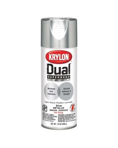 Krylon Dual Superbond Paint+Primer; Silver Metallic; 12 oz. Aerosol