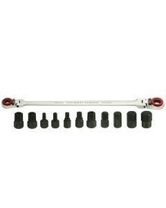 K-Tool 12-Piece X-Long Double Box Flexible and Reversible Ratchet Wrench Set