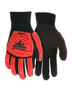 UltraTech 13 Gauge Nylon Shell Sandy Nitrile Foam Palm / Finger Coating TPR Back Protects Hands from Impact