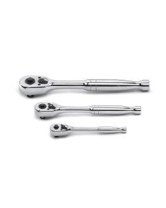 3 Pc. 1/4", 3/8", and 1/2" Drive Quick-Release Teardrop Ratchet Set