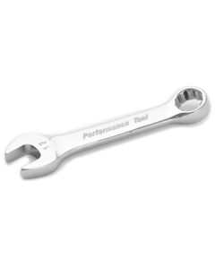 Stubby Chrome Combination Wrench, 12mm, with 12 Point Box End, Fully Polished, 4-1/8" Long