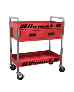 Homak Mfg. Metal Service Cart-Red 30 in. 1-Drawer