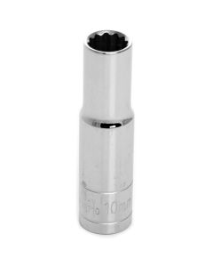 Chrome Socket, 3/8" Drive, 10mm, 12 Point, Deep