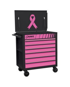 Sunex Tools Premium Full-Drawer Service Cart, Pink/Black