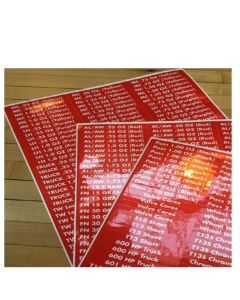 Red Labels for Valves Weights Tools